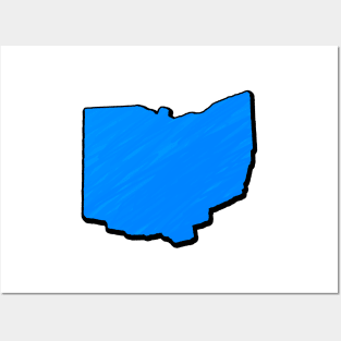 Bright Blue Ohio Outline Posters and Art